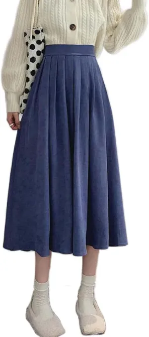 Women's Boho Preppy Pleated A-Line Flowy Swing Maxi Long Skirt Korean Fashion Grunge Clothes Teen Girls Trendy Stuff