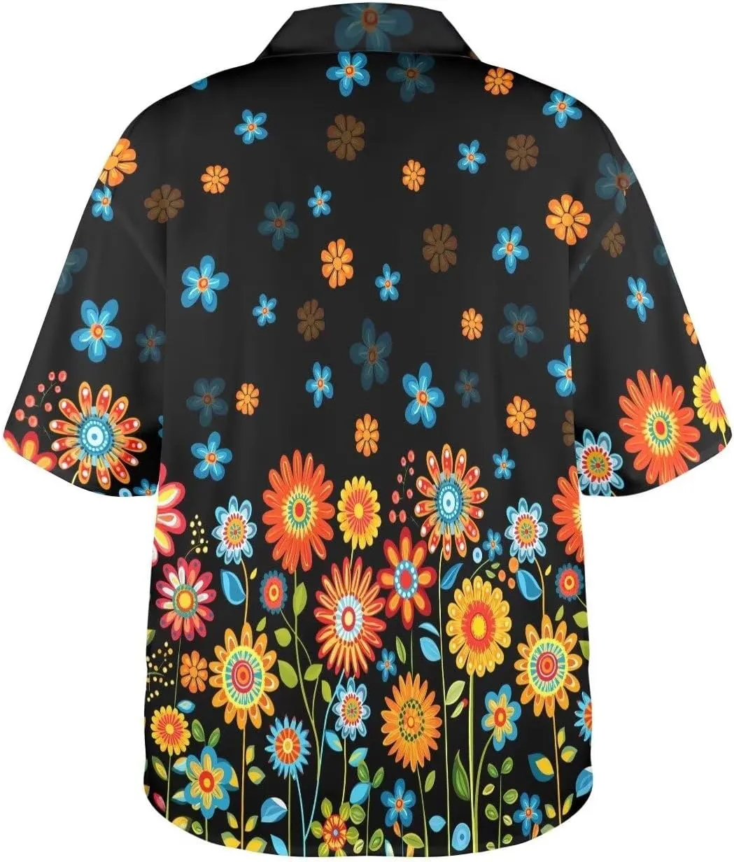 Womens Hawaiian Shirt Button Down Beach Shirts for Women Fashion Summer Tropical T-Shirts Casual Clothes