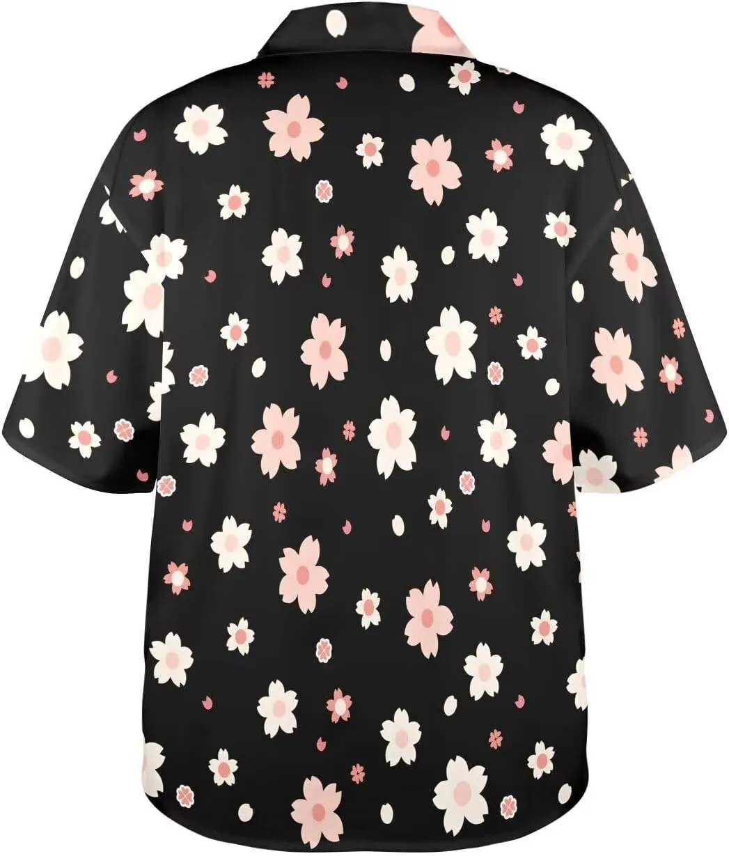 Womens Hawaiian Shirt Button Down Beach Shirts for Women Fashion Summer Tropical T-Shirts Casual Clothes