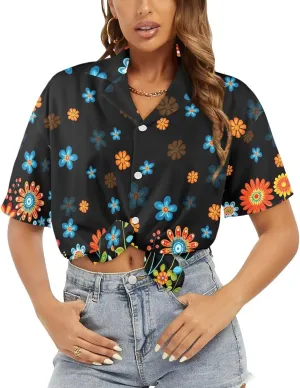 Womens Hawaiian Shirt Button Down Beach Shirts for Women Fashion Summer Tropical T-Shirts Casual Clothes