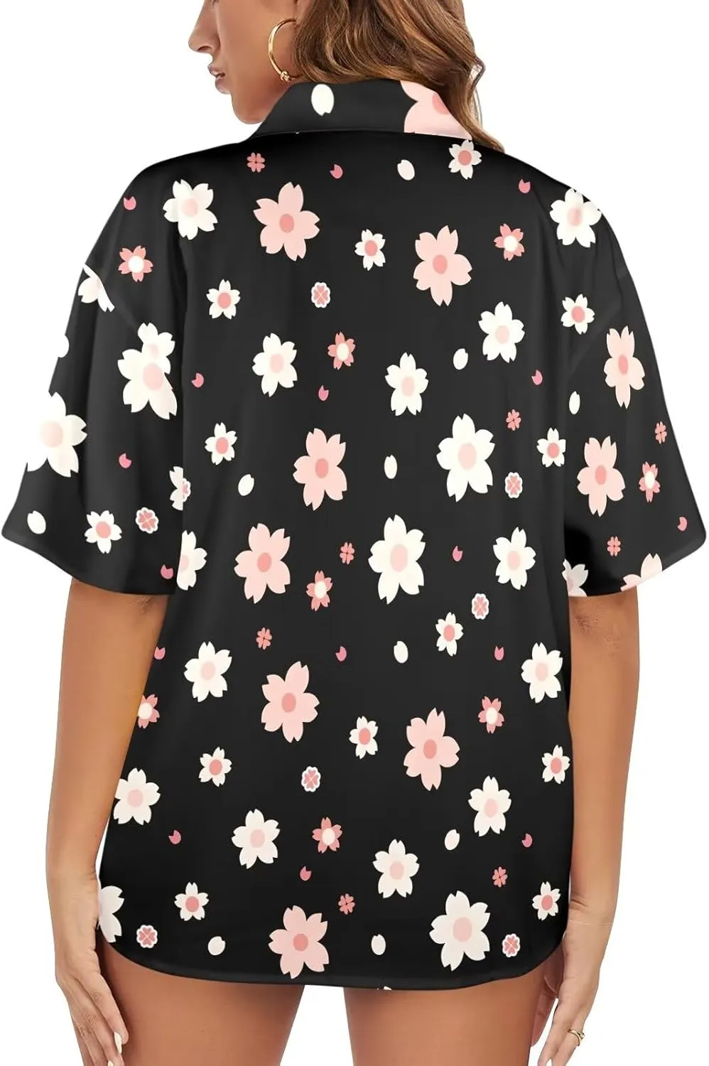 Womens Hawaiian Shirt Button Down Beach Shirts for Women Fashion Summer Tropical T-Shirts Casual Clothes