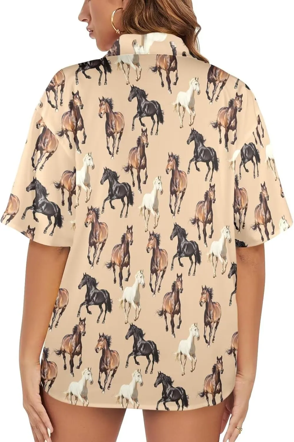 Womens Hawaiian Shirt Button Down Beach Shirts for Women Fashion Summer Tropical T-Shirts Casual Clothes