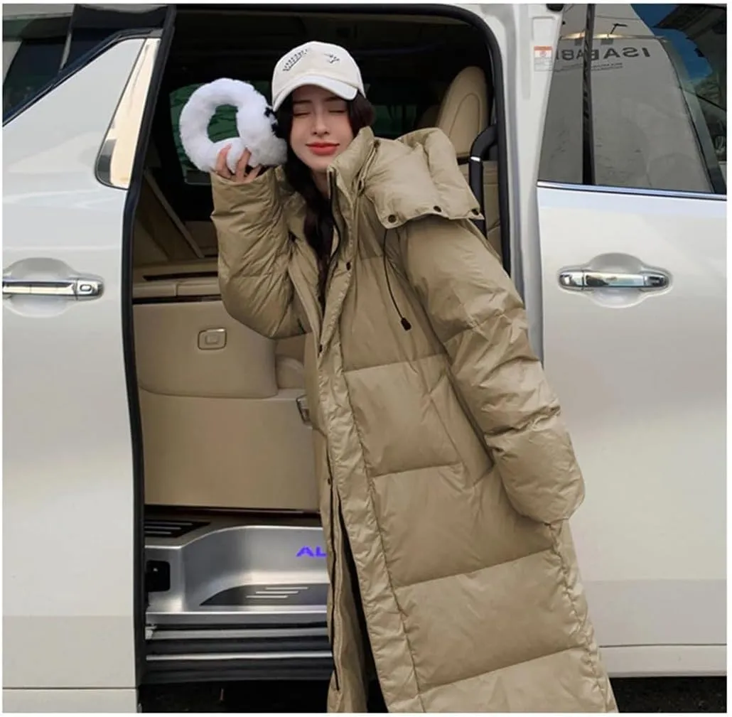 Womens Long Down Cotton Coats Winter Jacket Thicken Warm Cotton-Padded Coat Hooded Puffer Parkas Snow Wear Overcoat