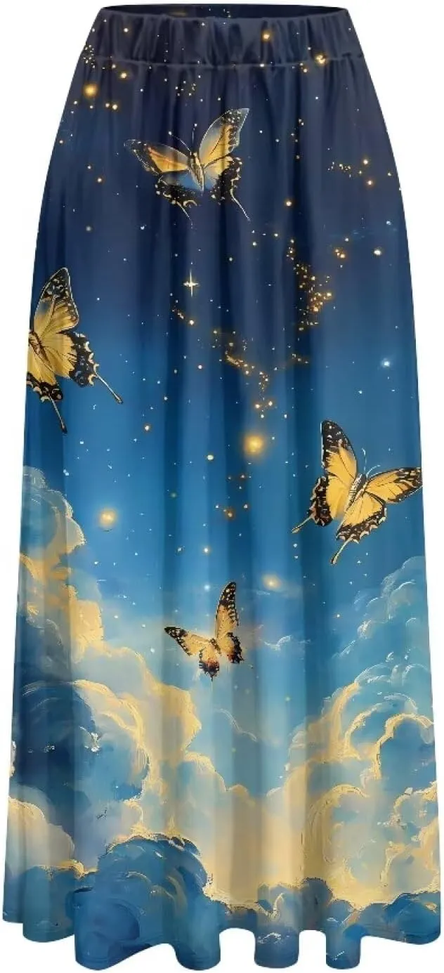Women's Long Maxi Skirt Pleated High Waist Swing Skirt 2024 Fall Winter Stylish Skirt with Pockets
