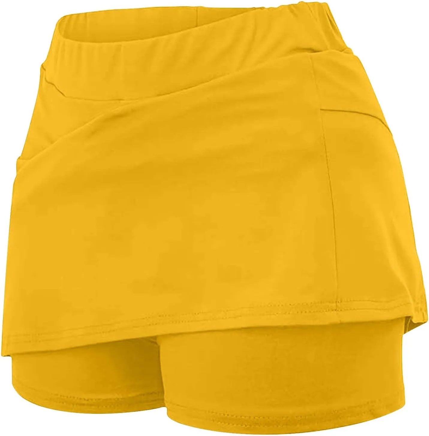 Women's Shorts Skirt Solid Mid-Rise Sports Fitness Casual Layered Shorts Thigh High Casual Exercise Pants 2025