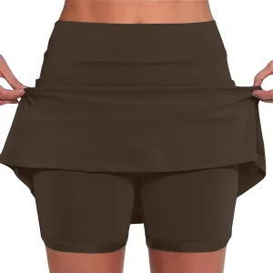 Women's Shorts Skirt Solid Mid-Rise Sports Fitness Casual Layered Shorts Thigh High Casual Exercise Pants 2025