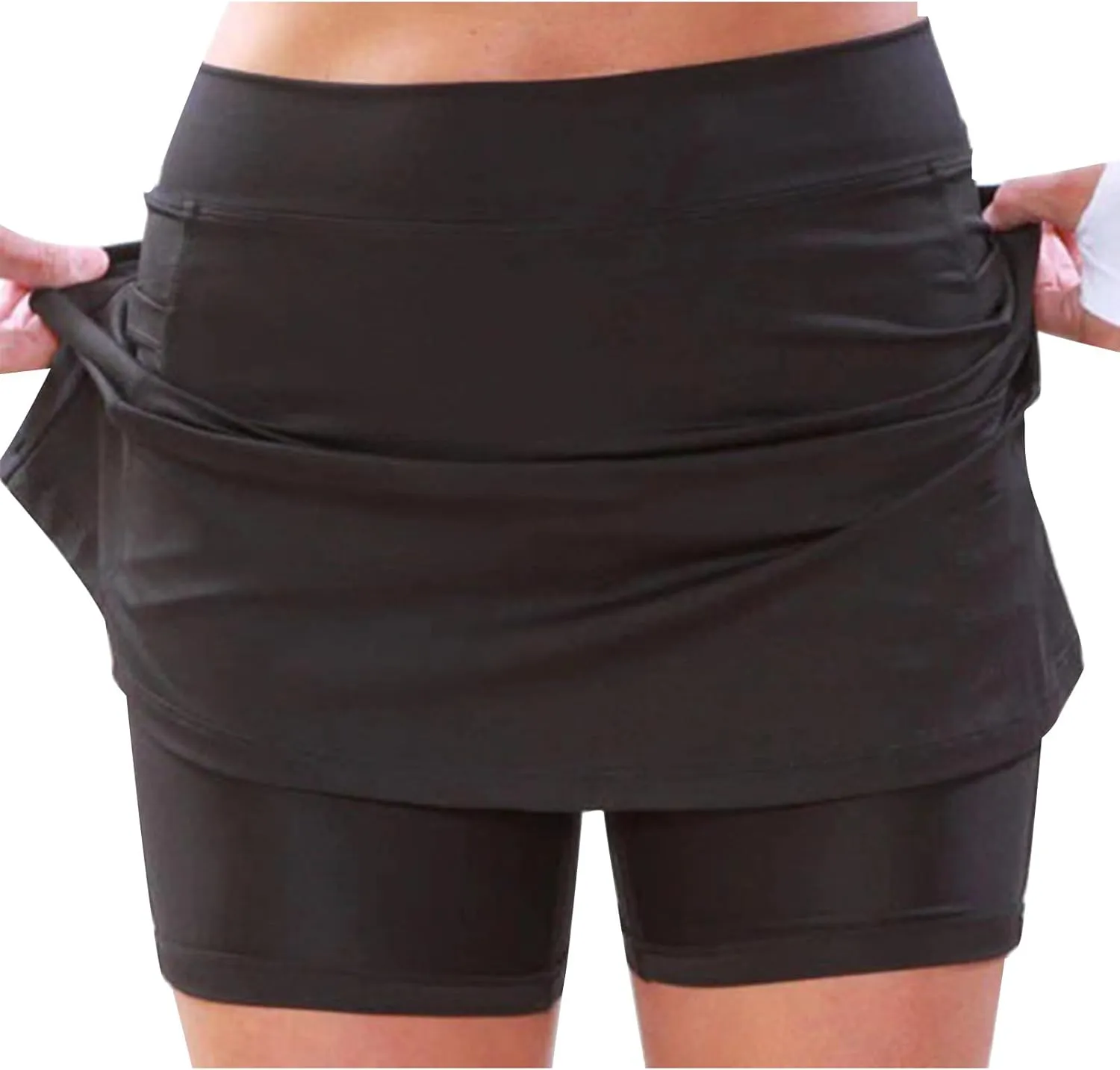 Women's Shorts Skirt Solid Mid-Rise Sports Fitness Casual Layered Shorts Thigh High Casual Exercise Pants 2025