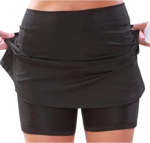 Women's Shorts Skirt Solid Mid-Rise Sports Fitness Casual Layered Shorts Thigh High Casual Exercise Pants 2025