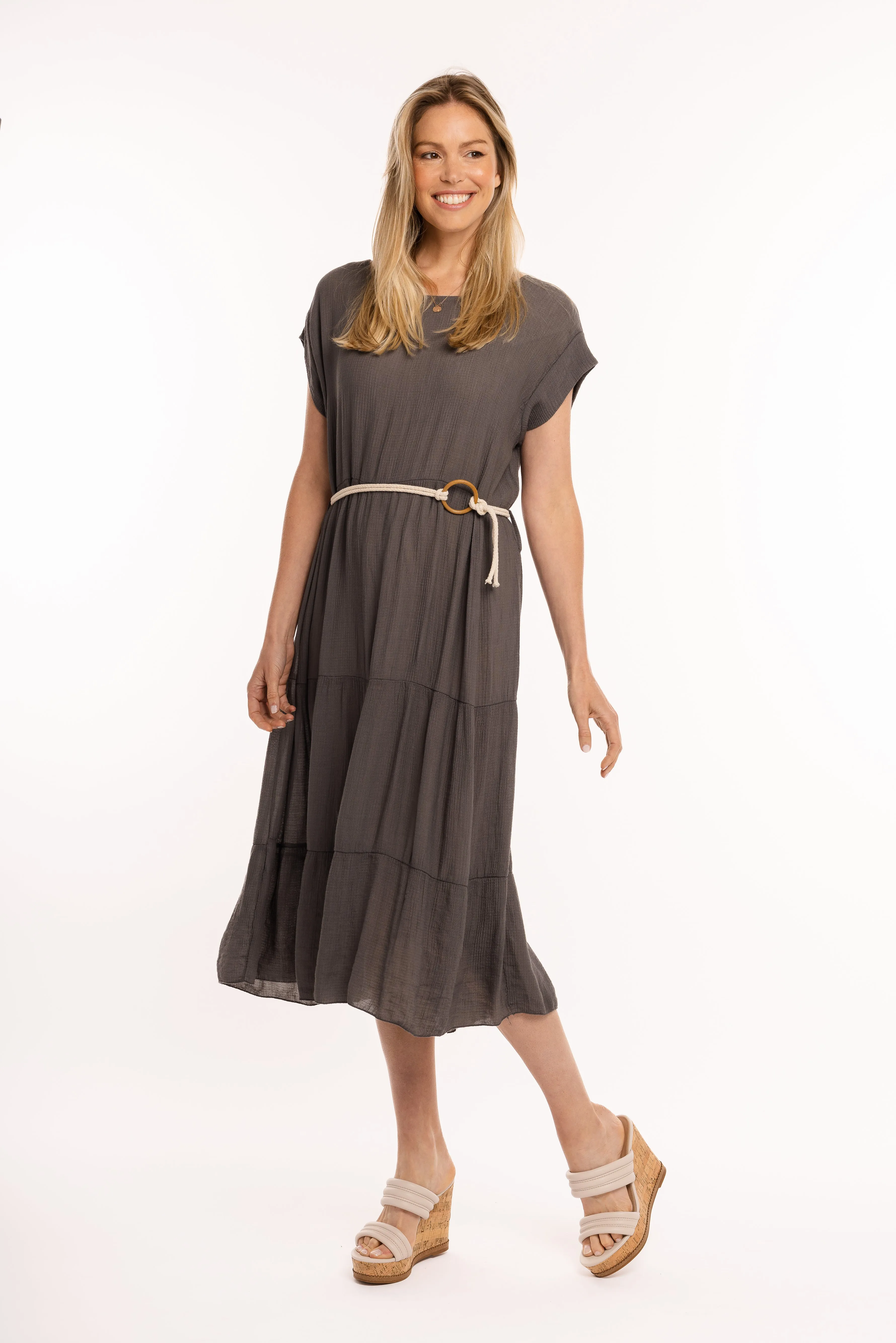Woven Short Sleeve Dress