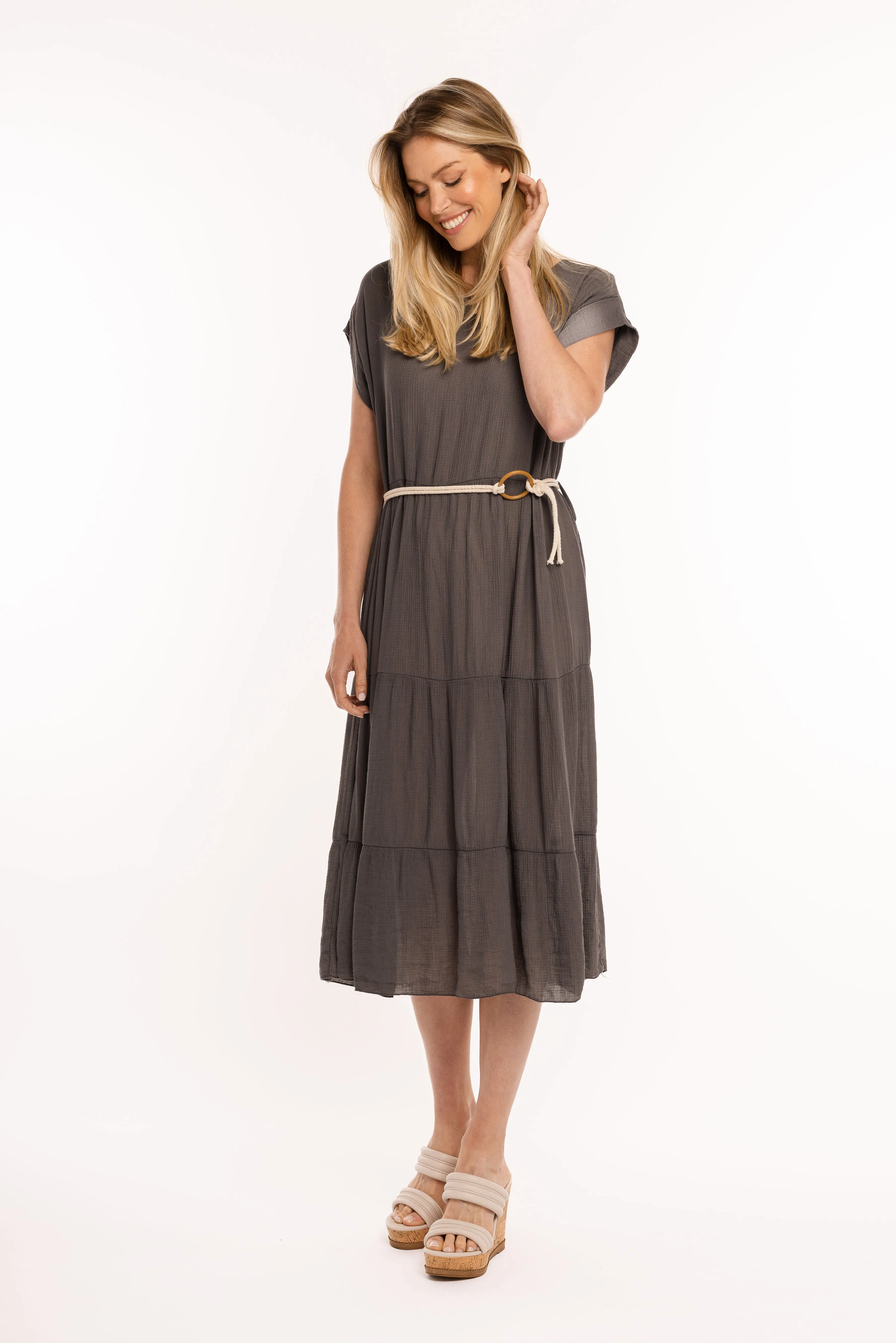 Woven Short Sleeve Dress