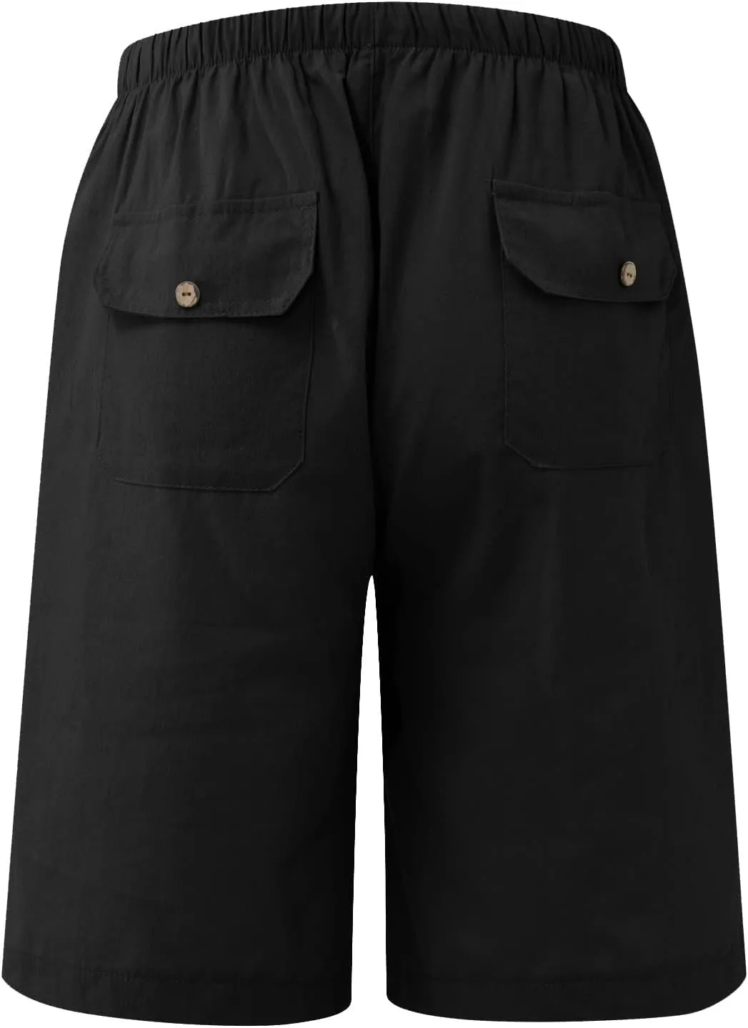 Ymosrh Men's Shorts Fashion Casual Cotton Hemp Drawstring Solid Color Beach Shorts Pants Casual, M-5XL