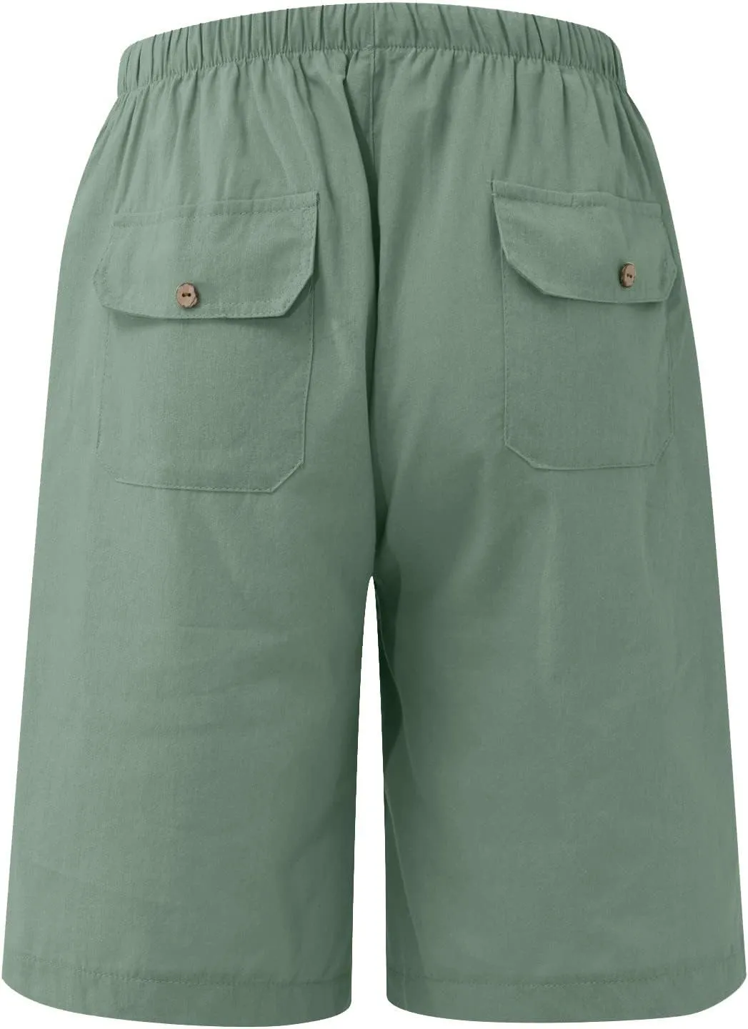 Ymosrh Men's Shorts Fashion Casual Cotton Hemp Drawstring Solid Color Beach Shorts Pants Casual, M-5XL