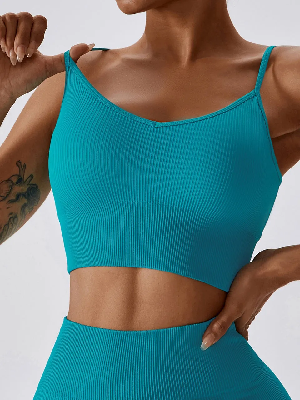 ZASUWA Female Ribbed Cross Back Sports Bras