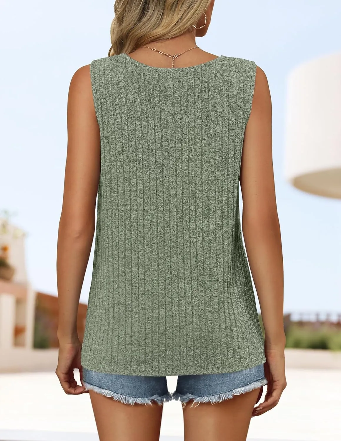 ZESICA Womens Summer Tank Top Sleeveless V Neck Lace Loose Fit Basic Tops Shirts 2025 Fashion Clothes